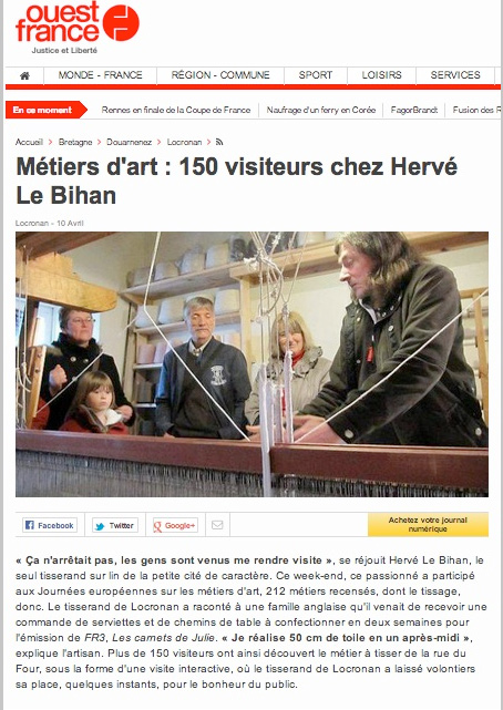 Ouest France : 150 visiteurs chez Hervé Le Bihan