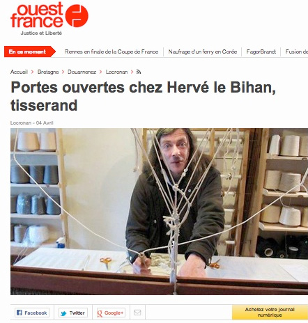Ouest France : Portes ouvertes chez Hervé le Bihan, tisserand